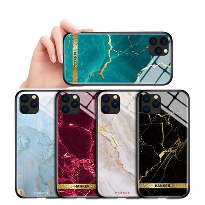 Luxury Glass Phone Case for iPhone Samsung Galaxy Infinix TPU Soft Edge Fashion Marble Pattern Shockproof Cover Cases