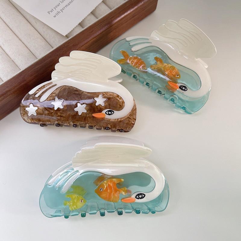 Creative Funny Semicircle Sun Acetate Hair Claw For Women Girls Versatile Hair Accessories Simple Shark Clip Gifts