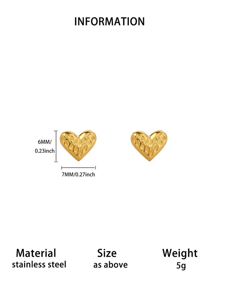 Stainless Steel Heart Stud Earring for Women 18K Gold-plated Earring Summer Vacation Wedding Jewelry Festival accessories Gifts