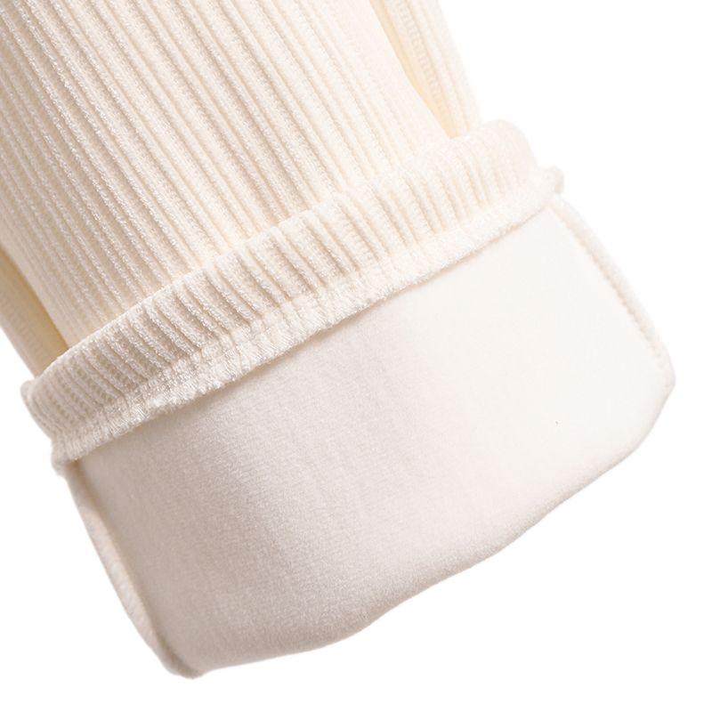 Petite Chenille Wide Leg Fleece-Lined Pants - Autumn/Winter High-Waisted Casual Trousers