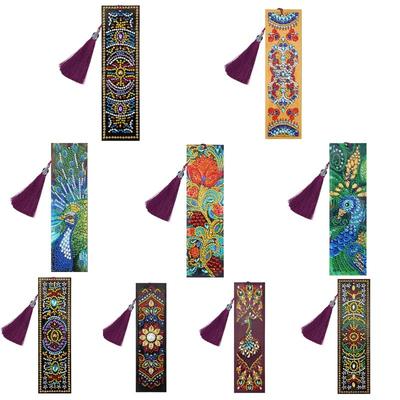 5D DIY Diamentowa Malowanie o Specjalnym Kształcie Skórzana Zakładka Tassel Marks Book Page Mark for Books Christmas Gift