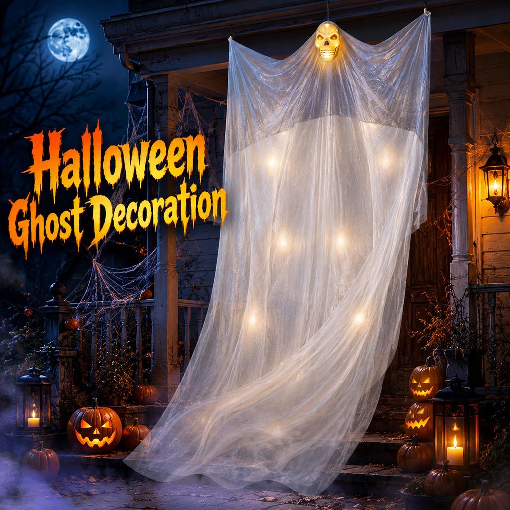 Halloween Hanging Ghost Decoration with Light and Sound Effects Outdoor Indoor Spooky Hanging Ghost for Yard Porch Party Decoration