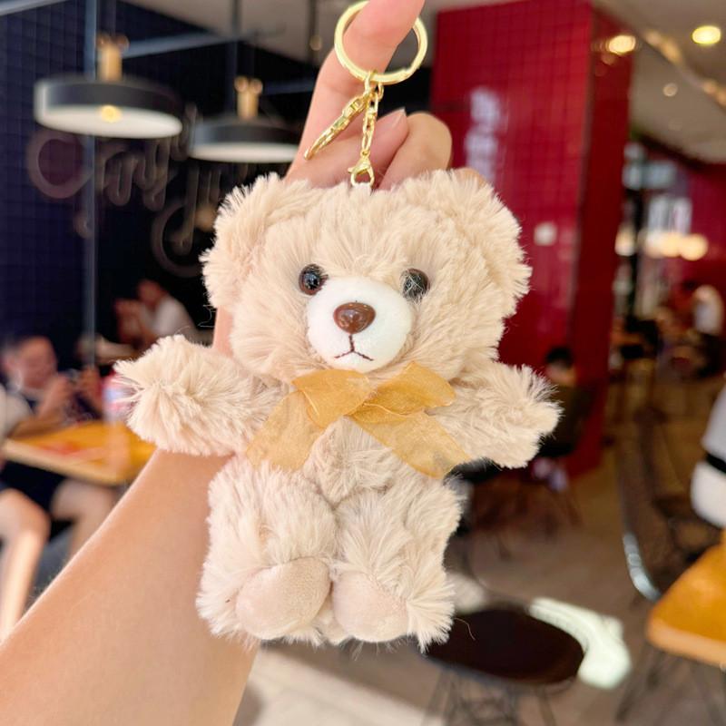 Cartoon Teddy Bear Plush Toy Bow Decoration Animal Doll Keychain Pendant Kid