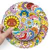 50 Colorful Hand-painted Sunflower & Smiley Face Stickers for Kids - Waterproof Decorative Reward Sheets