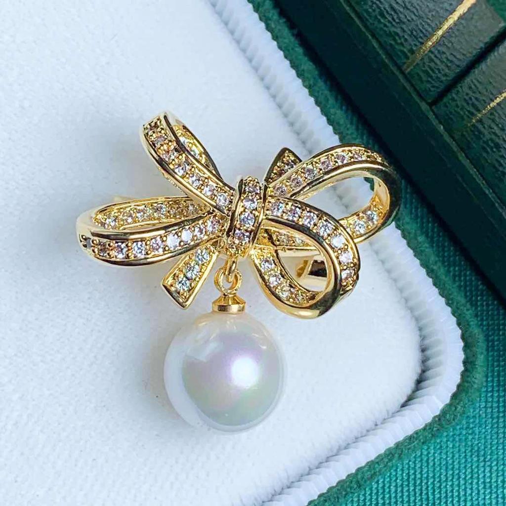Elegant Pearl Bow Brooch and Cardigan Pin