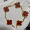 Nuova Versione Bracciale Quadrifoglio Cinque Fiori Agata Rossa Naturale Madreperla Bianca Bracciale da Donna Bracciale Laser