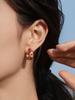 18k Gold-Plated Enamel Camellia Hoop Earrings - Stainless Steel, Fade-Resistant, Light Luxury Design