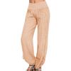 Fashion Women Solid Buttons Cotton And Linen Casual Loose Trouser Wide Leg Pants