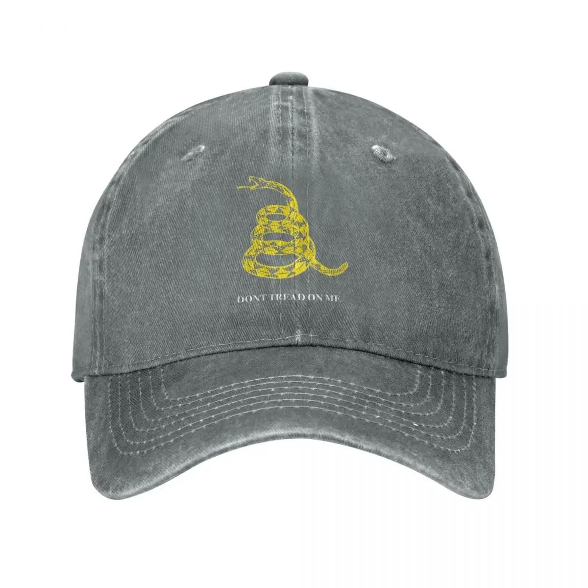 Gadsden Flag Don'T Tread On Me Libertäre Denim Baseballkappe Gelbe Outdoor Sportkappen Paar Damen Sonnenschutz Baseballkappen One Size gray