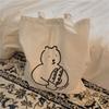 Korean Ins Niche Design Cute Cartoon Fun Pattern Thin Cotton Grey Cloth Bag Canvas Single Shoulder