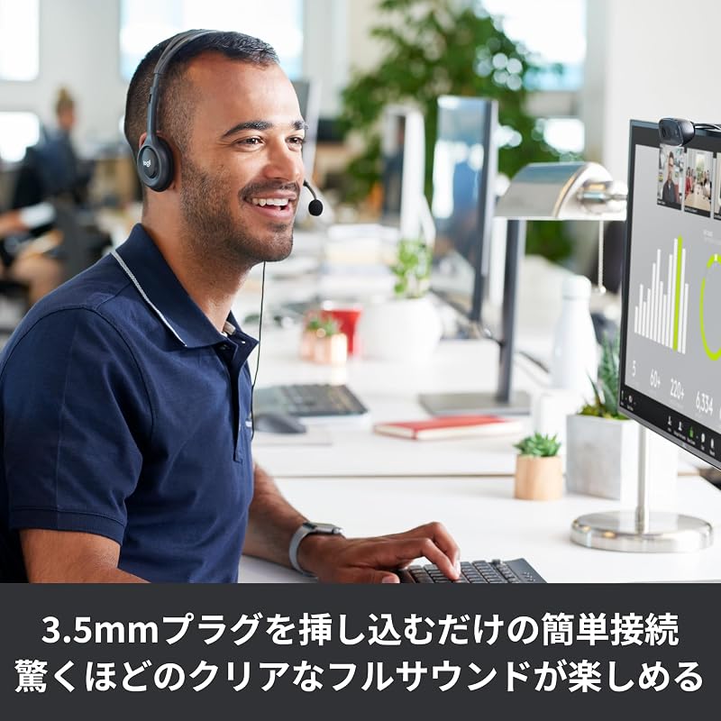 [Logitech H111r Headset, Noise Cancelling, Stereo, 3.5mm Connection, Lightweight Headphones, for Windows, Mac, Chrome, Teleworking, Remote Work, Web