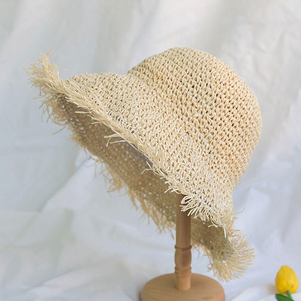 Pălărie de paie cu bor larg, țesătură de paie, pălărie de pescar, pălărie de soare la modă