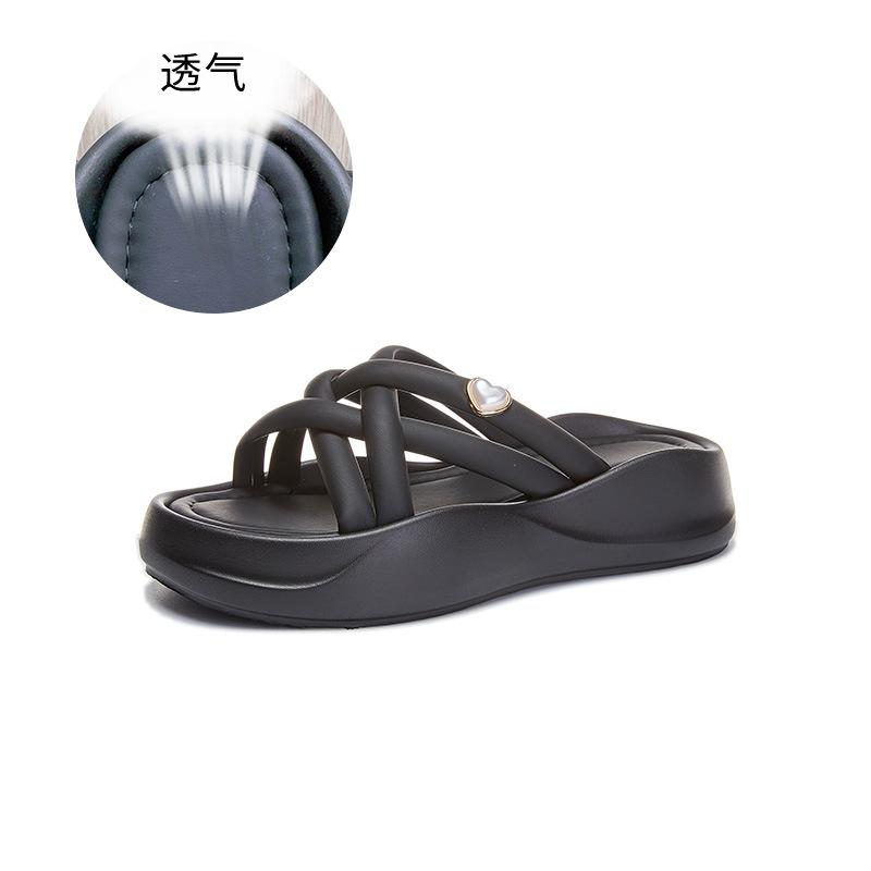 

New beach slippers 2025 summer wear fashion temperament half drag women s versatile love cool slippers platform women s shoes 40 чёрный
