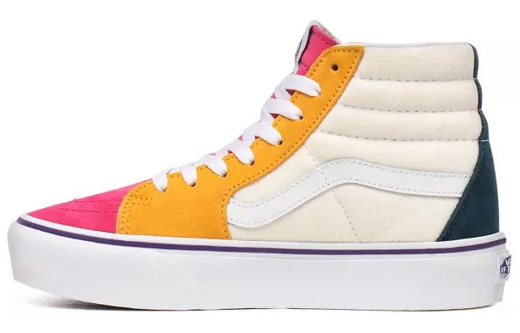 Vans Мини Вельвет SK8 HI Платформа 2.0 Белый/Желтый/Красный Женские VN0A3TKNWVY 36