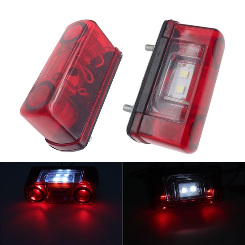 Nowy 12V 24V Led oświetlenie tablicy rejestracyjnej czerwony wodoodporny uniwersalny samochód ciężarówka przyczepa lampa tylna