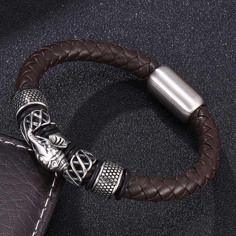 

Модные плетеные браслеты из кожи в стиле ретро: Европейский и американский панк-стиль для пар Inner Circle 205mm [Total Length 240mm]