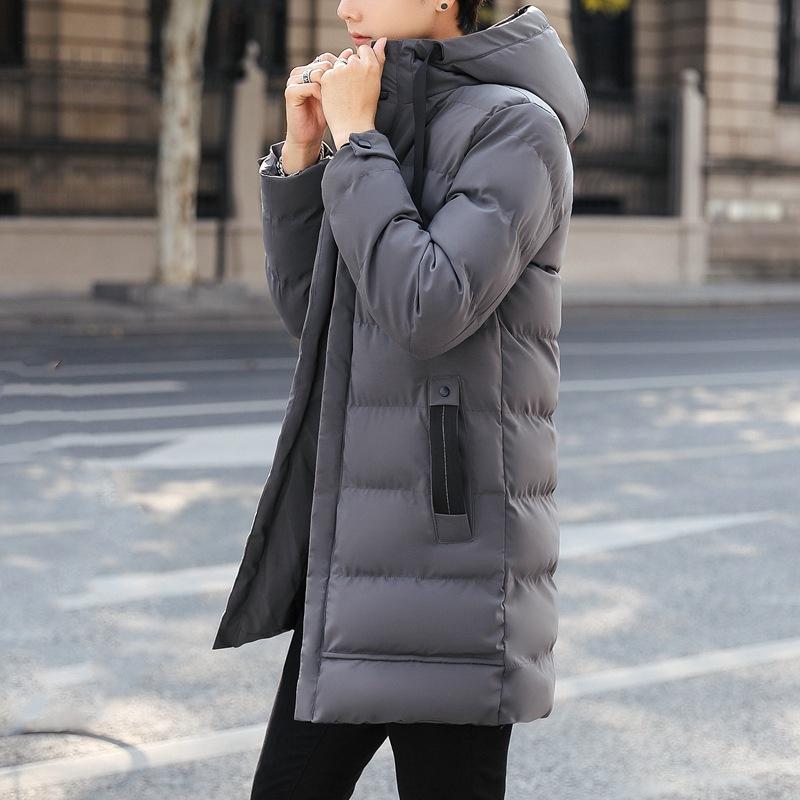 Padded-on men's medium and long winter thickened casual warm padded jacket hooded winter padded jacket