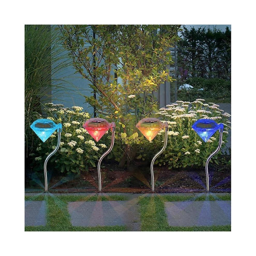 4Pcs Solar Lights Garden LED Colour Changing Diamond Solar Lights