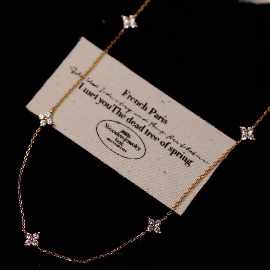 Элегантное цветочное колье с цирконами - Французский пасторальный стиль