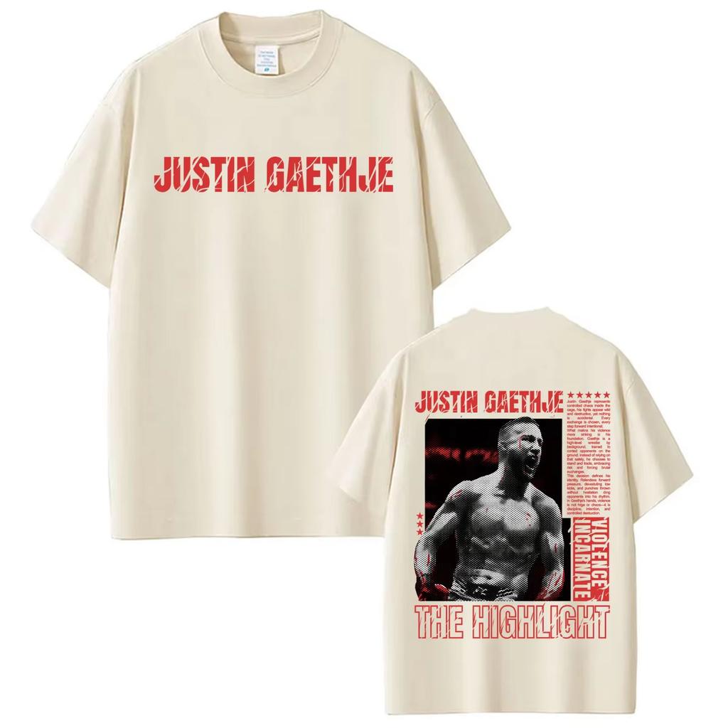 Fashion Violent Aesthetic Summer T-shirt Printed With Classic Highlights of Justin Gaethje Women And Men T-shirt