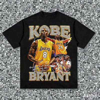Sommer Herren Kobe Basketball Bedrucktes Rundhals T-Shirt Cool High Street 100% Baumwolle Sport Outdoor Atmungsaktiv Kurzarm