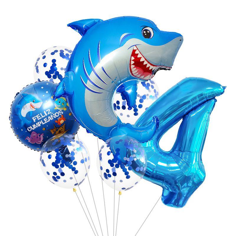 Ocean Theme Balloon Set Kids Birthday Number Balloon Decor