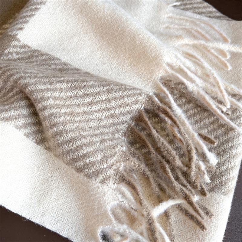 Nowy Luksusowy Kaszmirowy Damski Szalik w Kratę Zimowy Ciepły Szal i Chusta Bandana Pashmina Długie Frędzle Damski Foulard Gruba Koc