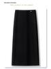 Women's Black Velvet Midi Skirt 2024: Autumn/Winter Elegant Drape Style