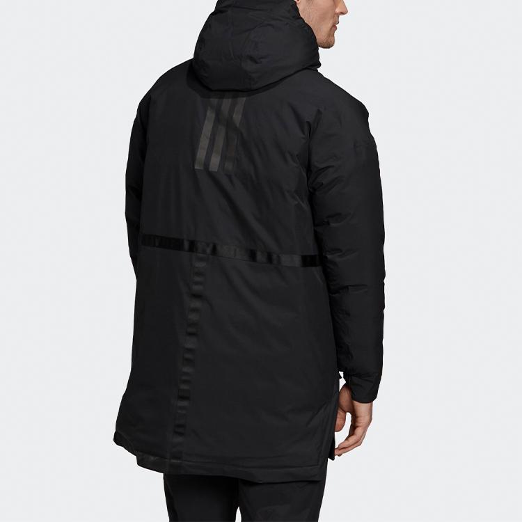 Adidas Outdoor Waterproof Warm Mid-Length Hooded Cotton Jacket Men Jacket Black FT2432