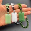 New Chinese Wushi Pai Pendant Necklace: Imitation Jade Stone Xinjiang Hetian Jade Ping'an Pai Glass Pendant for All Genders