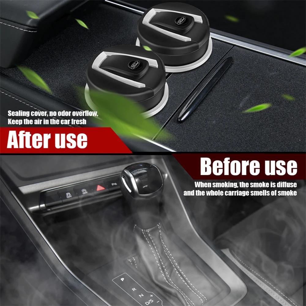 Car Sticker Car Interior Ashtray LED Light Portable Smoke Ashes Holder For Ford Mustang SHELBY GT 500 350 Convertible V Mach e R