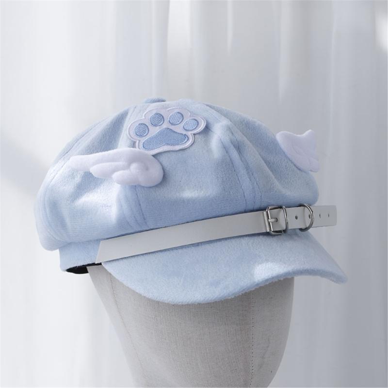 Trendy Wing Embellished Beret Hat Unique Wing Beret Hat Large Border Hat for Casual Outings or Art Exhibitions