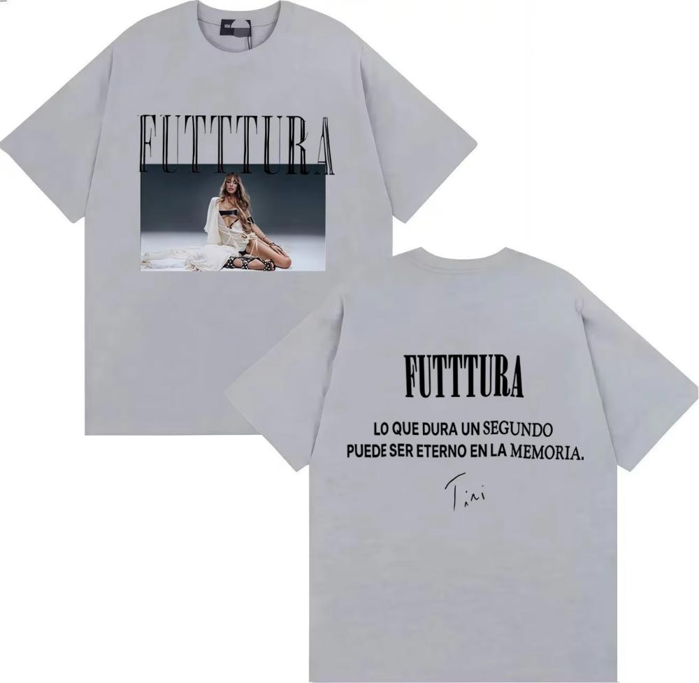 Hot Singer TINI Futttura 2025 Tour Merch Double Sided Print Aesthetic Y2K Short Sleeve Tshirt Mens Hip Hop Casual Hot Sale Tees