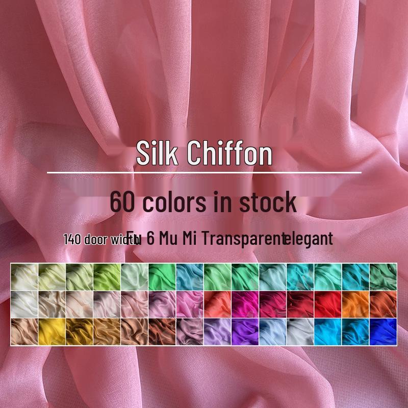 6mm Real Mulberry Silk Chiffon Fabric, 140cm Wide - Sheer and Lightweight for Scarves, Dresses, and Gowns. Retro Style.