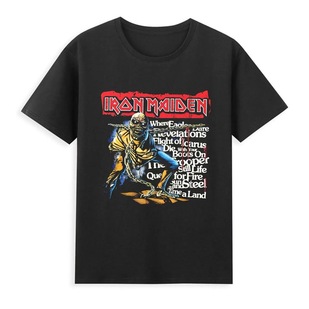 2024 Men Iron T Shirt Casual Powerslave Head T-shirt Graphic Oversized Sports Tops Maiden Comfortable Streetwear 100% Cotton Tee