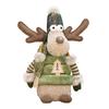 Christmas Reindeer Plush Toy with Retractable Legs Handmade Long-Legged Cartoon Elk Plush Doll Xmas Holiday Party Decoration Ornament
