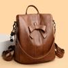 Women's Bow Backpack Anti-Theft Travel Backpack Leather Multifunctional Schoolbag