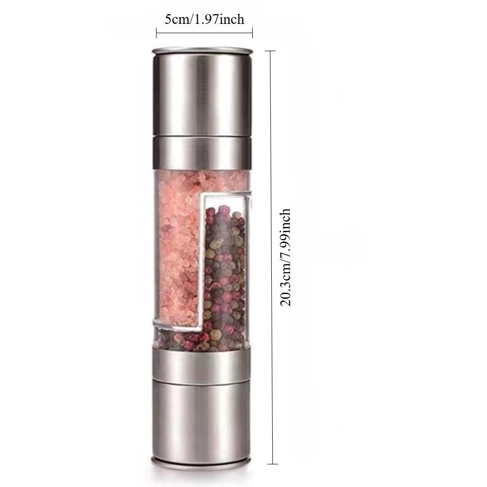 Stainless Steel Salt and Pepper Grinder 1 In 1 Adjustable Coarseness Spice Mill for Kitchen Outdoor Barbecue Kitchen Utensils