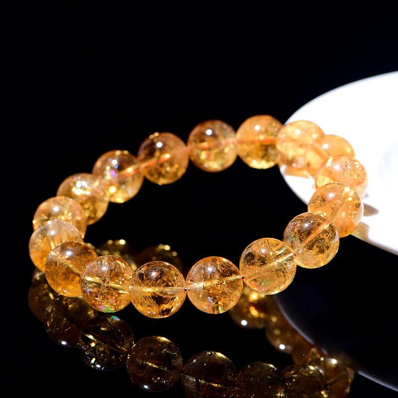 Natural Citrine Crystal Bracelet Handmade Geometric Beaded Jewelry Men Women Luck Wealth Charm