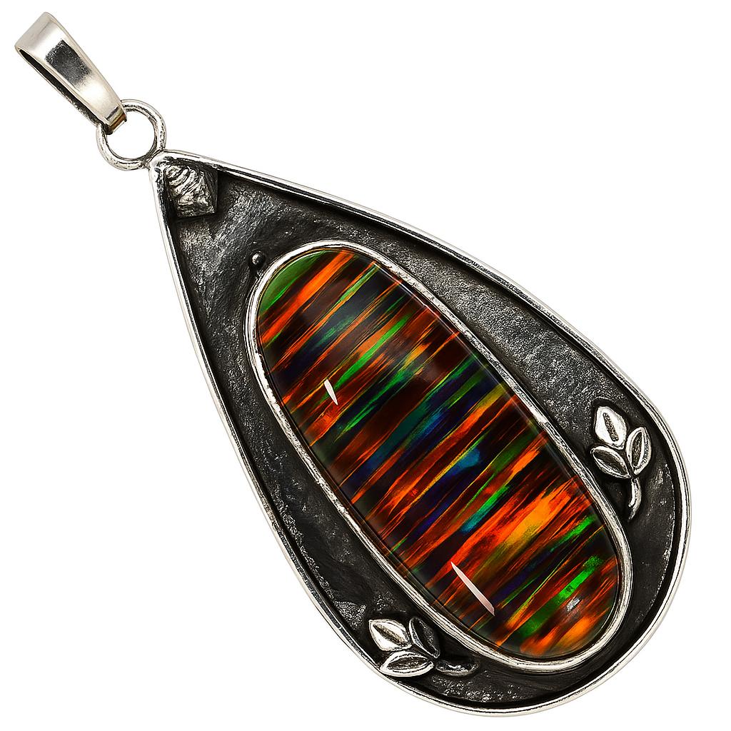 

NATURAL Opal 46 Ct Oval Cut A+ CERTIFIED 925 Sterling Silver Pendant Gemstone 53.1 mm approx різнокольоровий