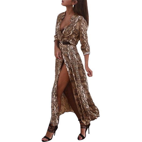 snake print split dress