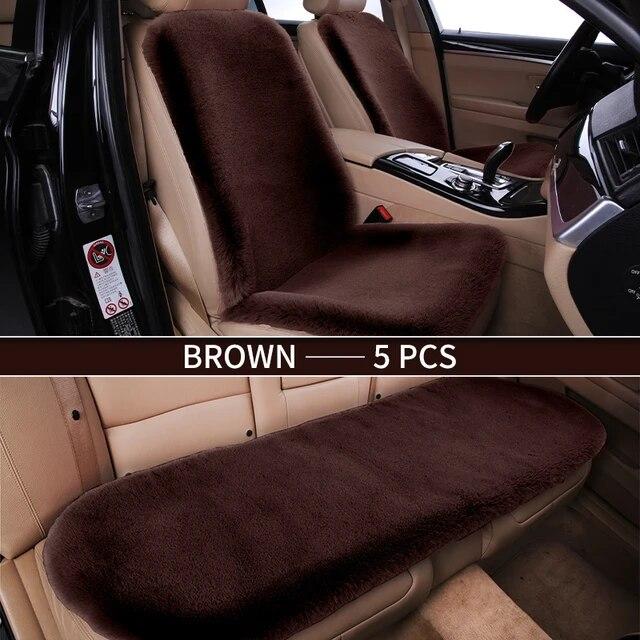 Fuzzy Car Seat Covers Set Fur Front Rear Car Seat Cushion Faux Fur Universal Wool Car Seat Cover Winter Warm Plush Soft Sheepski
