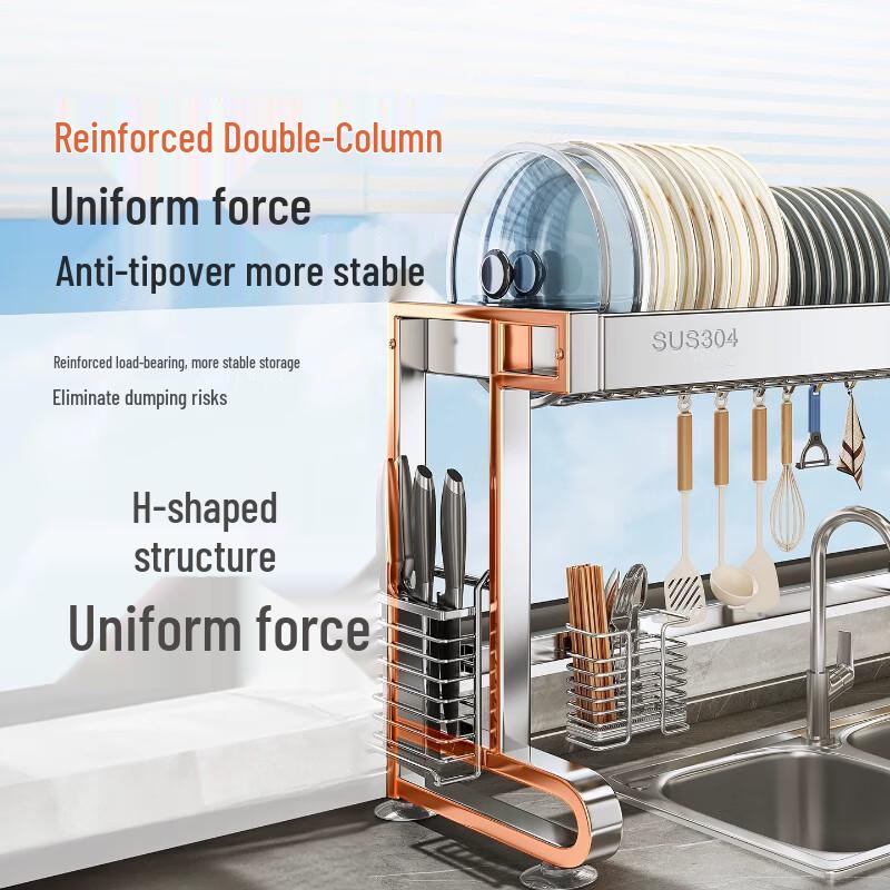 Multi-functional Stainless Steel Over-Sink Dish Rack