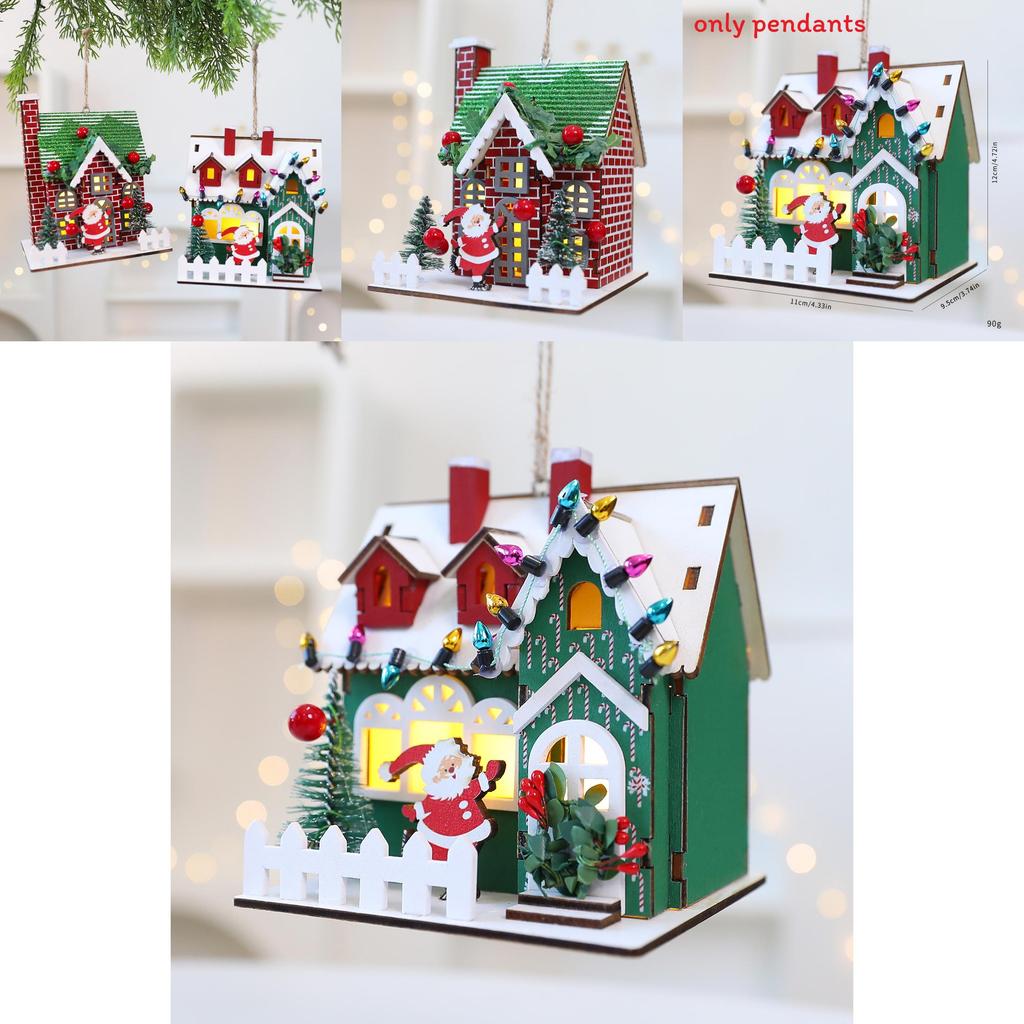 Christmas Wooden House Decor With Snowy Scene For Holiday Home Display