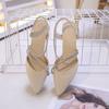 Baotou word with sandals women's summer new thick heel medium heel rhinestone gentle fairy versatile skirt sandals