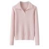 Women's 100% Pure Cashmere Cable Knit Pullover with Small Turn-Down Collar – 2025 Fashion Sweater