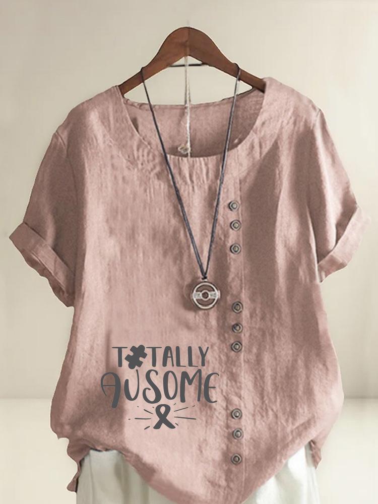 Women s Fashion Black Letters Printing Round Neck Short Sleeve T-shirt Casual Cotton Linen Graphic Shirt Leisure Loose Summer Blouse Tops S розовый