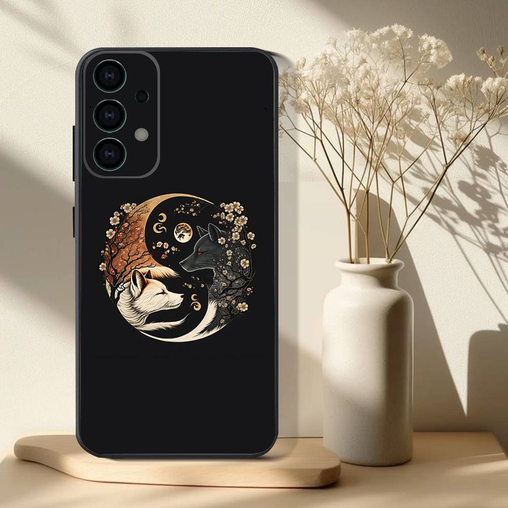 Koi Carp Fish Yin Yang Art Phone Case For Samsung S 25,24,23,22,30,21,10,9,Ultra,Plus,Lite,FE,4,5G Black Soft Case