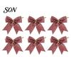 Luxury Style Christmas Tree Toppers Glitter Bow, Gold Sparkling Ribbon Hanging Ornament for Bow Decorations Wreath Gift Box, Festive