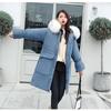 Women Winter Down Cotton Padded Parka Jacket Coat Middle Long Hooded Fur Collar Big Pocket Zipper Thicken Warm Loose Solid Color